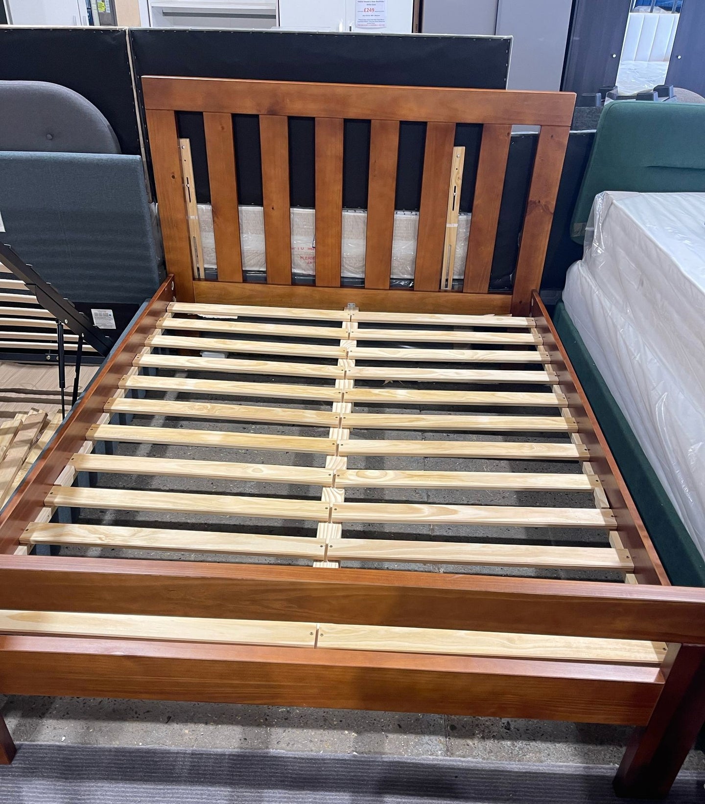 Assembled Chile Kingsize Wooden Bed Frame - Dark Stain